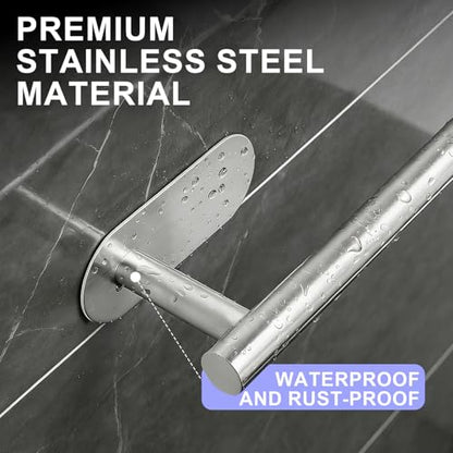 Self Adhesive Towel Bar, Adjustable 16-24" Stick Bath Towel Rack for Bathroom, SUS304 Stainless Steel No Drill Stick on Wall Bathroom Towel Holder for Home, Kitchen (1 Pack Silver) - color: Silver
