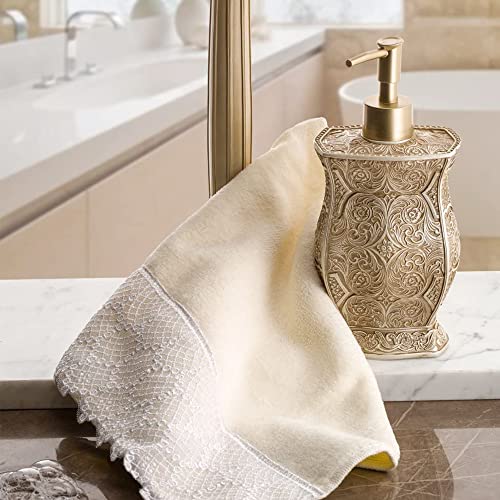 Creative Scents Victoria Beige 4 Piece Resin Bathroom Accessories Set | Includes Soap Dispenser, Toothbrush Holder, Tumbler Cup & Soap Dish - style: 4 Piece Set