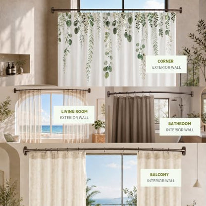 Bronze Curved Shower Curtain Rod for Bathroom 33-78 In Adjustable Extra Wide Curved Shower Rod, RustProof Stainless Steel Round Shower Rods for Bathtub, Stall Need Drilling - color: Bronze