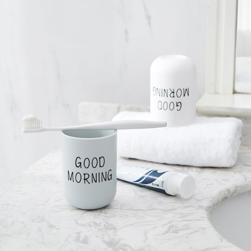 Toothbrush Cup 2Pcs, Bathroom Toothbrush Holder, Storage Cup 300ml, Drinking Cup, Reusable (Black + White) - color: Black + White