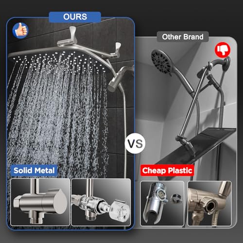 Veken Starlight 11.8" High Pressure Shower Head with Handheld, Easy Install | Handheld Shower with Multi Spray Modes, Rainfall Combo with 15" Metal Extension Arm, Detachable Dual Shower, Bathroom Decor - color: Starlight
