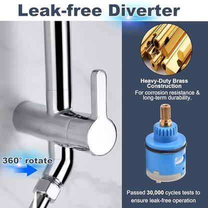 Rain Shower System with Shelf, 12 Inch Rain Shower Head Set with Hand Shower Head, SonTiy Dual Shower Combo with Height Adjustable Holder, Brass Valve, Chrome - color: Chrome, style: 2.5 Gallons Per Minute-Square