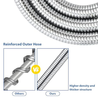 GRICH Shower Hose Extra Long: 71 Inch Metal Cord High-Density Anti-Leak Stainless Steel Shower Head Hose Replacement, Ultra-Flexible & Durable Bathroom Pipe with Solid Brass Insert & Nut, Chrome - color: Chrome