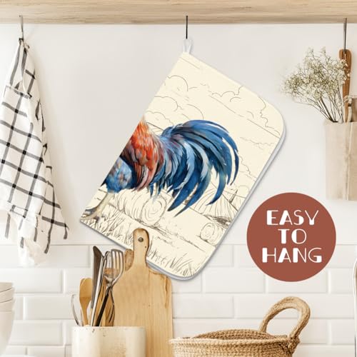 1pc Rooster Dish Drying Mat 23.6x17.7 Inch/60x45cm Microfiber Polyester Cotton Chicken Dishes Drainer Mat Absorbent Draining Pad Heat Resistant Coffee Bar Counter Mat With Hanging Loop Vintage - style: Rooster