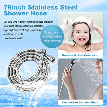 Shower Hose, 79 Inches Shower Hose Extra Long，Superior Shower Hose Attachment for Shower Head，Durability Brass/Copper Made Conncetors
