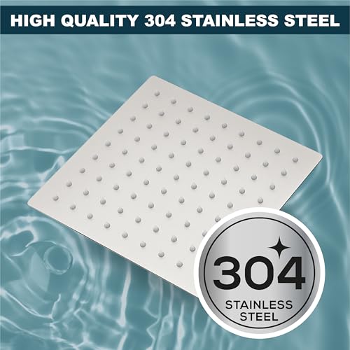 Midanya Square Rain Shower Head,High Pressure,Brushed Nickel 8 Inch | 360°Swivel,Ceiling or Wall Mount,Waterfall Full Body Coverage,Bathroom Remodel,Stainless Steel Large Rainfall Shower Head - color: Nickel, size: 8 Inch
