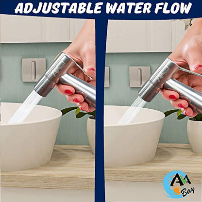 Stainless Steel Sprayer Head-Bidet Spray w/Brushed Chrome Finish - Cloth Diaper Shattaf - Pet Wash - style: Stright