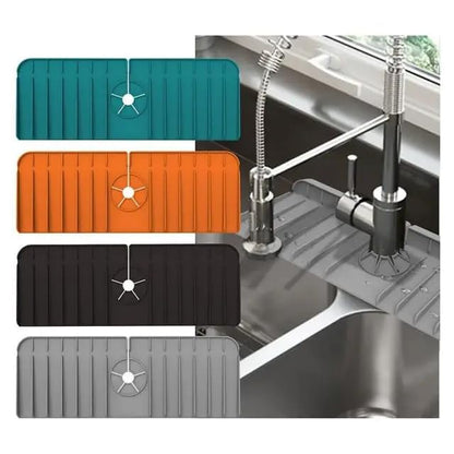 2-Pack Silicone Kitchen Sink Splash Guard-Faucet Mat for Kitchen Sink 2-Pack (Black, Standard) - color: Black