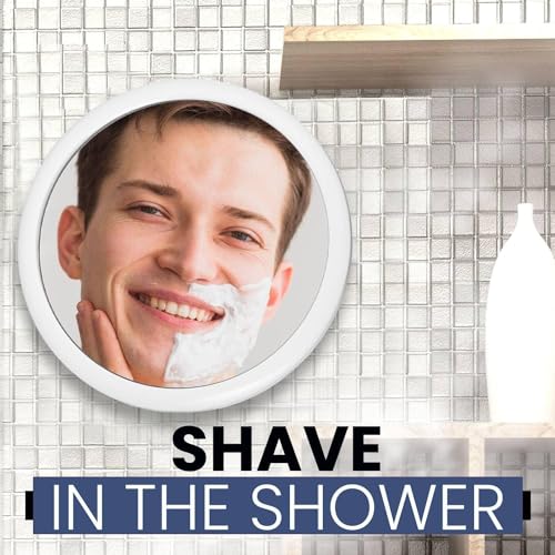 3X Magnifying Shower Mirror for Fogless Shaving, 6.7" Diameter | Shatterproof Round Anti Fog Shaving Mirror with Strong & Sticky Suction & 360° Swivel - Magnified for Close & Clear Shaving