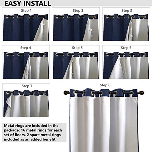 DriftAway Thermal Insulated 100 Percent Darkening Blackout Curtain Liner 2 Panels Each Liner Size 50 Inch by 58 Inch Rings Included Off White Panel - size: 50"W x 58"L (Pack of 2)