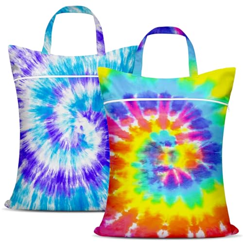 2 Pcs Large Travel Laundry Bag Waterproof With Handle - Washable for Dirty Clothes, Wet Dry Bag for Bathing Suit, Workout, Gym, Swimming Pool, College Dorm - color: Tie Dye