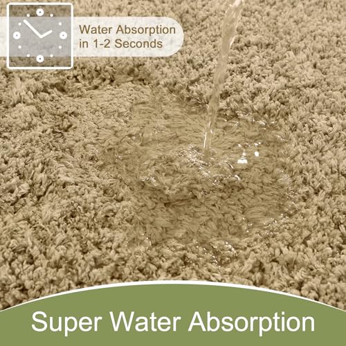 AROGAN Luxury Bathroom Rugs, Thick Soft Non Slip Bath Mat, 24x17 Inch Beige | Absorbent Microfiber Rubber Backing, Quick Dry Bathroom Mat Shower Mat, Machine Washable Plush Carpets - color: Beige, size: 1'5" X 2' (24" X 17")