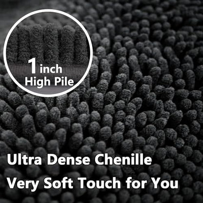 Bathroom Rug Sets 2 Piece, Extra Thick and Absorbent, Non-Slip, Machine Washable, Dry Quckily, Soft Cozy Plush, Used Under Shower Bathtub and Sink, Dark Grey - color: Dark Grey, size: 20 x 32 inch + 20 x 20 inch (U-Shape)