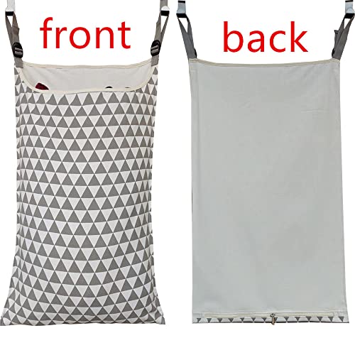 Adjustable Space Saving Door Hanging Laundry Hamper Bag with Over Door Hooks for Dirty Laundry