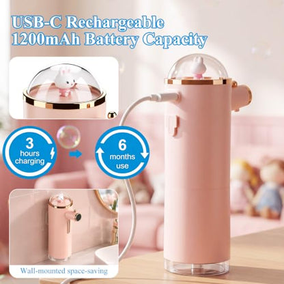 Automatic Liquid Soap Dispenser Touchless, USB Rechargeable Smart Hand Soap Dispenser, 13.5oz/400ml, 3-Level Adjustable, Wall Mounted for Kitchen Bathroom Family (Pink) - color: Pink