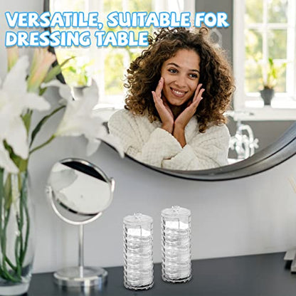 Skylety 2 Pcs Bathroom Cup Dispenser with Lid Acrylic Bathroom Cup Holder Makeup Cotton Pad Holder Organizer for 3-4oz Disposable Paper Mug Clear Diamond Pattern Cotton Rounds Container