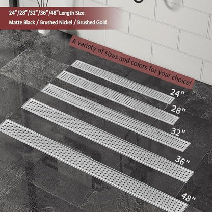Linear Shower Drain, 12 inch Brushed Nickel | Including Hair Catcher and Removable Grate, 304 Stainless Steel, Easy to Install and Clean (Drain Base Not Included) - color: Brushed Nickel, size: 12 Inch