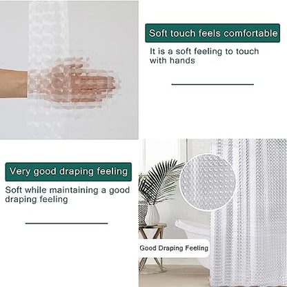 EVA Clear Shower Curtain Liner,3D Plastic 5G Shower Liners with 12 Rustproof Metal Grommets and Weighted Magnets, Waterproof Duty Shower Curtains for Shower Bathroom 72 x 72 - color: Square-clear