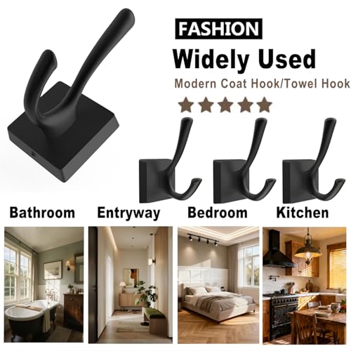 TOFIIGREM Black Wall Hooks - Coat & Towel Hooks (4 Pack, Heavy Duty, Modern Style) - size: "Cylindrical" Shape 4 Pack