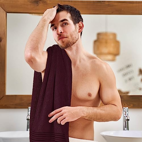 Utopia Towels Luxurious Bath Towels Set, 27x54 in, 4 Pack, Soft, Burgundy | Soft Luxurious Ring Spun Cotton Bath Towels - Lightweight, Highly Absorbent, Quick-Drying, Ideal for Daily Use - color: Burgundy