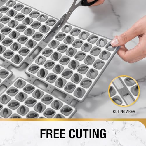 HITSLAM Shower Mat Anti Slip, 24x24 Inch Cut to Fit No Odor Soft TPE Shower Stall Mat, Square Bath Mat with Suction Cups and Drain Holes, Soft on Feet, Dark Grey - color: Dark Grey