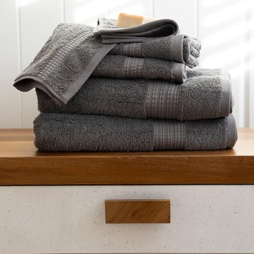 100% Turkish Cotton Towel Set of 6 - Soft, Plush & Super Absorbent - Premium Set with 2 Bath Towels, 2 Hand Towels, and 2 Washcloths - Made in Turkey (Dark Gray, 6-Piece Towel Set) - color: Dark Gray