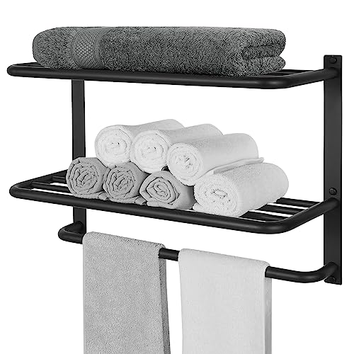 3-Tier Bathroom Towel Rack, SUS 304 Wall Mount, Matte Black - color: Matte Black, size: 23 Inch 3 Tier