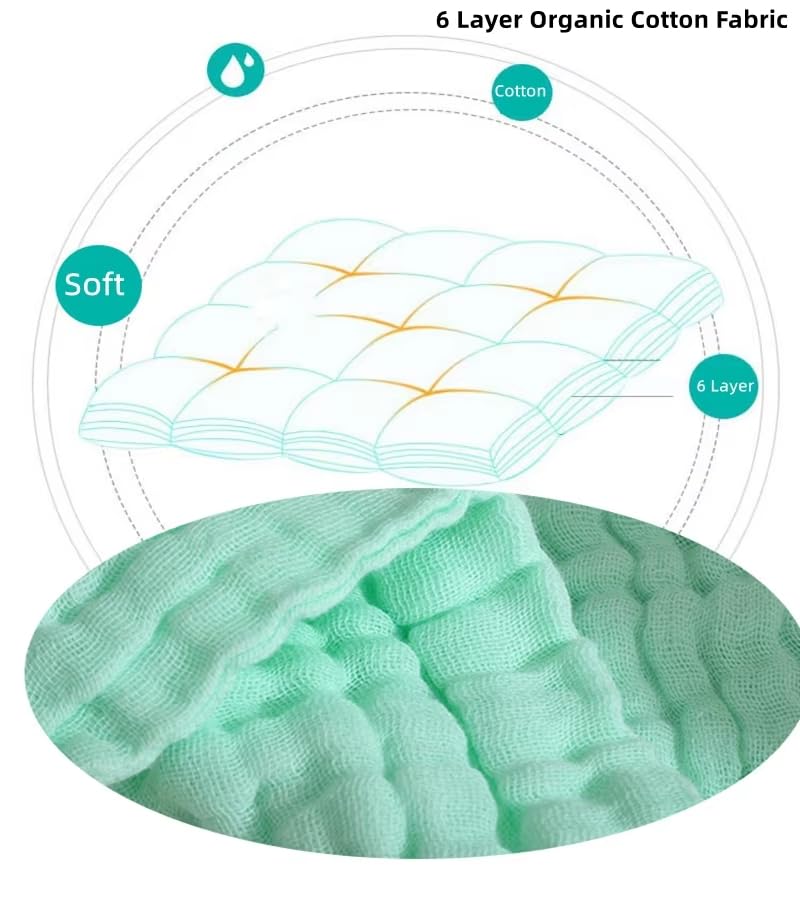 Muslin Baby Washcloths – 6 Pack Organic Cotton Face Towels for Newborns – Ultra-Soft, Reusable & Absorbent – Gentle on Sensitive Skin – Unisex Baby Gift Set