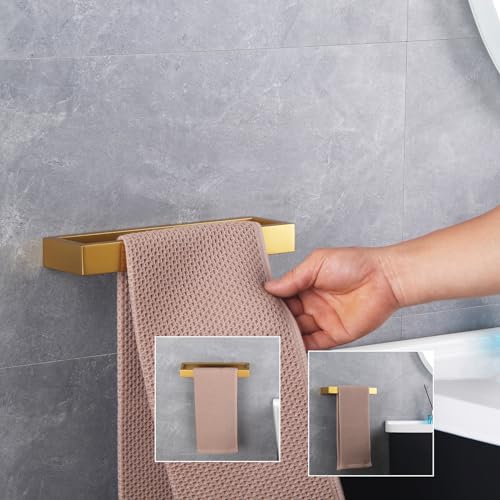GERZWY Bathroom Accessory 3-Piece Set SUS 304 Stainless Steel Toilet Paper Holder Towel Ring Towel Hooks Wall Mount Gold Finished HG1708-3BE - color: Gold