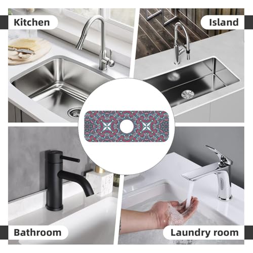Diatomite Faucet Mat for Kitchen Fast Drying Sink & Bathroom Counter, Super Absorbent Water Sink Protectors Prevent Moisture Buildup, Sink Splash Guard Mandala Style - color: Mandala