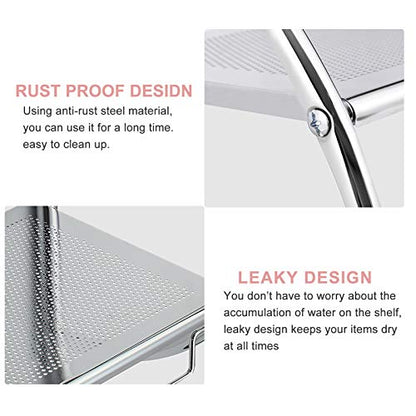 Wall Mounted Bathroom Shelf with Towel Bars,2 Tier Towel Rack, Rustproof Chrome Wall Storage Shelves for Home Bathroom Toilet
