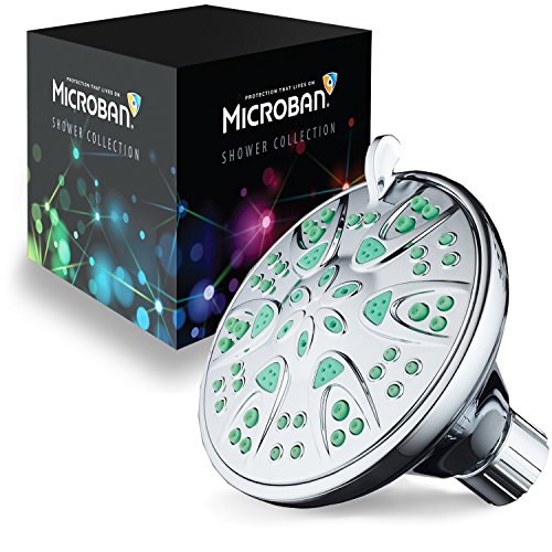 AquaDance Antimicrobial – Anti-Clog High-Pressure 6-Setting Shower Head with Microban Nozzle Protection from Growth of Mold, Mildew & Bacteria for Stronger Shower! 4" Coral Green | More Power, Better Shower Hygiene! Lifetime Antimicribial Nozzle Protectio