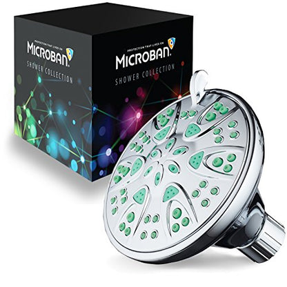 AquaDance Antimicrobial – Anti-Clog High-Pressure 6-Setting Shower Head with Microban Nozzle Protection from Growth of Mold, Mildew & Bacteria for Stronger Shower! 4" Coral Green | More Power, Better Shower Hygiene! Lifetime Antimicribial Nozzle Protectio