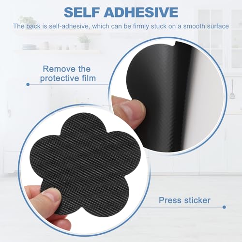 PATIKIL 12 Pcs Non Slip Bathtub Stickers, Anti Slip Shower Stickers with Scraper Bathroom Shower Floor Decals Flower Shape Cute Treads Tubs, Black - color: Black