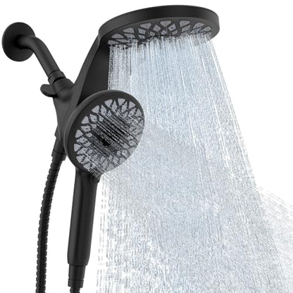 High Pressure Rain Shower Head with Handheld Spray Combo | Detachable Dual Shower Head with 10 Sprays Modes - Upgrade Knob Spray Mode Selector and Magnetic Guidance Docking System - color: Matte Black