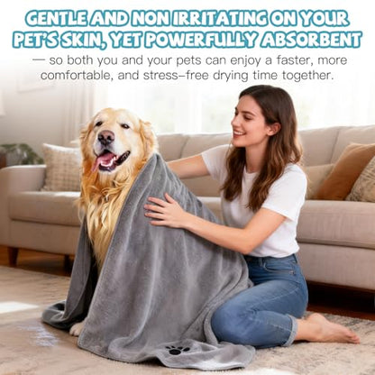 Puomue Microfiber Dog Towels for Drying Dogs, Super Absorbent and Soft Pet Grooming Towel, 40 Inch X 23.6 Inch, Perfect Dog Shower & Bath Supplies for Large, Medium or Small Dogs, Grey - size: 40 Inch X 23.6 Inch - 1 Pack