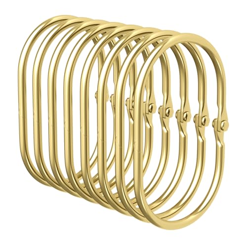 Bathway Shower Curtain Rings Gold Shower Curtain Hooks Anti-Drop Shower Rings for Curtain, Metal Shower Curtain Rings Rust Proof, Shower Hooks for Shower Curtain Rod, 12 Pcs Gold Curtain Rings - color: Gold, style: Modern Oval