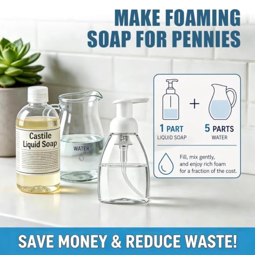 3 Pack 8 Oz Foaming Soap Dispenser BPA Free Refillable Plastic Pump Bottles | Foaming Soap Dispenser Fit for Hand Soap Shampoo, Perfect for Bathroom Kitchen Home Use