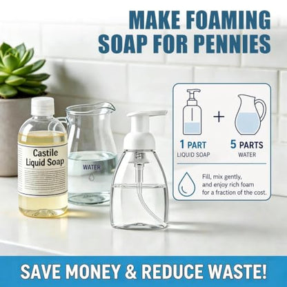 3 Pack 8 Oz Foaming Soap Dispenser BPA Free Refillable Plastic Pump Bottles | Foaming Soap Dispenser Fit for Hand Soap Shampoo, Perfect for Bathroom Kitchen Home Use