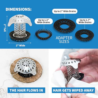 TubShroom Ultra Revolutionary Bath Tub Drain Protector Hair Catcher/Strainer/Snare Stainless Steel, Single Pack - style: Stainless Single