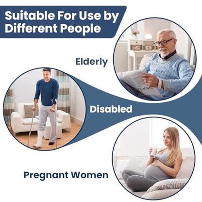 Raised Toilet Seat with Handles - Toilet Seat Riser for Seniors with Adjustable Width & Height, 400 lbs Elevated Toilet Seat Riser for Handicap, Disabled and Pregnant, Fit Any Toilet-Grey