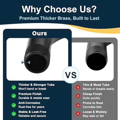 BRIGHT SHOWERS Shower Arm with Flange, Solid Brass 6 Inch Wall Mount Shower Head Extension, Extra Thick All Metal Shower Pipe Arm and Shower Neck Replacement, Matte Black - color: Matte Black, style: Basic 6 Inch