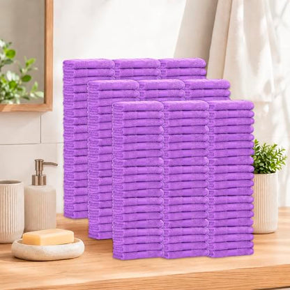 100% Cotton Washcloths 12x12 Inches, 600 GSM, Soft & Absorbent, Durable, Set of 200, Purple - color: Purple, size: Washcloth Set of 200