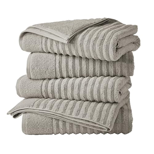 Great Bay Home 4 Pack Bath Towel Set - 100% Cotton Towels - Absorbent & Quick-Dry Towels for Bathroom (Mid Grey) - color: Mid Grey, size: Bath Towel (Pack of 4)