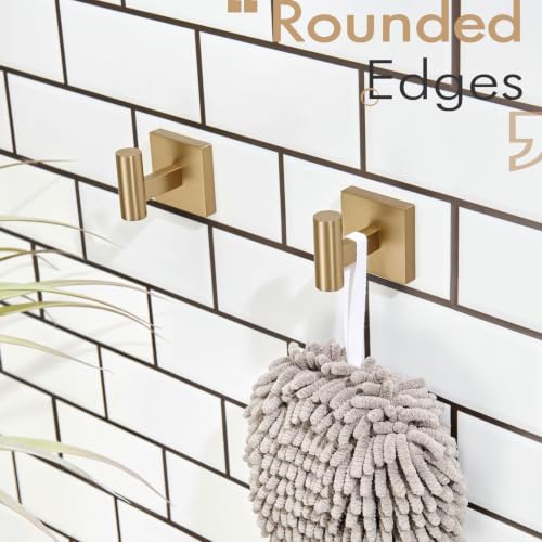 KOKOSIRI Robe Hooks for Bathrooms Towel Hook, Wall Mounted Coat Hooks Bathroom Hardware 2 Pack Champagne Bronze Stainless Steel B1013CPG-P2 - color: Champagne Bronze, size: 2 Pack