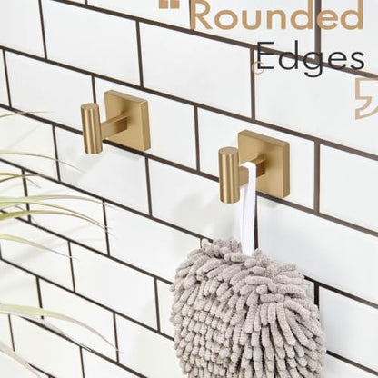 KOKOSIRI Robe Hooks for Bathrooms Towel Hook, Wall Mounted Coat Hooks Bathroom Hardware 2 Pack Champagne Bronze Stainless Steel B1013CPG-P2 - color: Champagne Bronze, size: 2 Pack