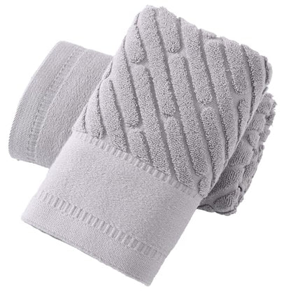sense gnosis Diagonal Dash Pattern Grey Hand Towel Set of 2 Premium 100% Cotton Ultra Soft Highly Absorbent Hand Towel for Bathroom 13 X 29 Inch - color: Grey