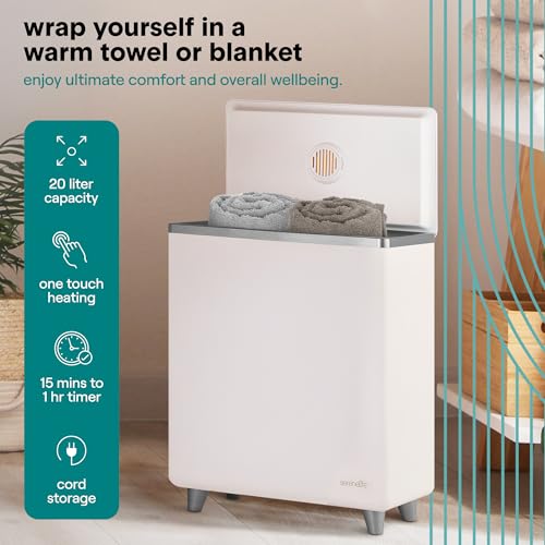 SereneLife Luxury Rectangle Towel Warmer - Spa & Bathroom Heater with Custom Fragrance, Auto Shut-Off, Fits 2 large Towels, Blankets, Bathrobes, PJ's - Perfect Gift for Him & Her (Silver) - color: Silver