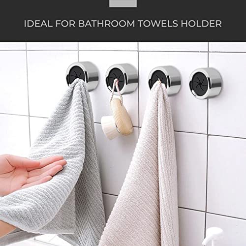 Generic 6 Round Chrome ABS & Chrome (95%, 5%) Towel Hooks, Modern Style, Silver Grey, Wall Mount, 25 Pounds Max Weight, Kitchen, Bathroom, Cabinet, Garage, Hand, Shower, Outdoor