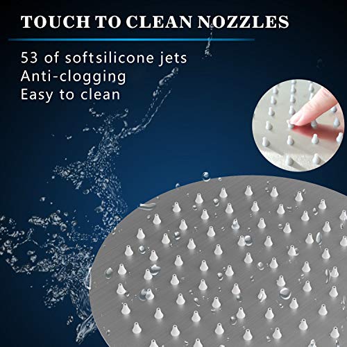 Voolan High Pressure Rain Shower Head - Rainfall Shower head Made of 304 Stainless Steel - Comfortable Shower Experience Even at Low Water Flow (6 Inch, Brushed Nickel) - color: Brushed Nickel, size: 6 Inch